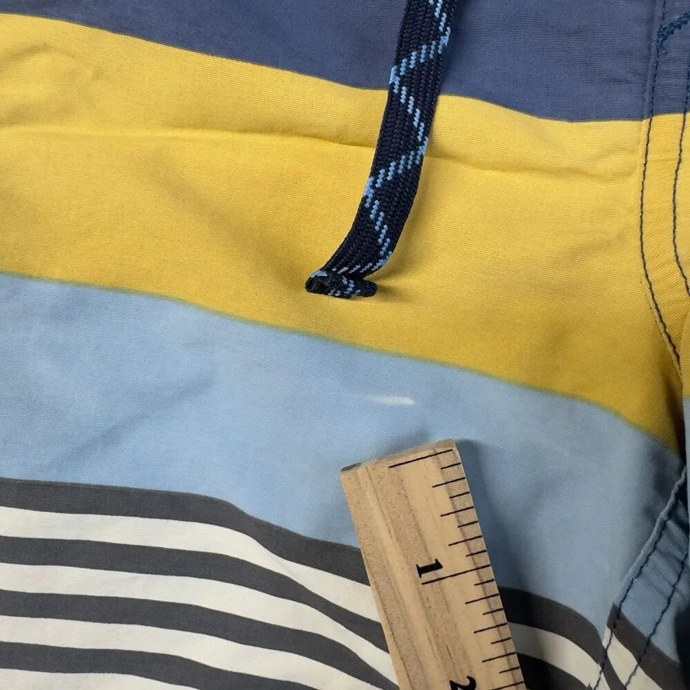 Patagonia Swim Trunks Mens 34 Yellow Blue Wavefarer Board Shorts Striped Outdoor